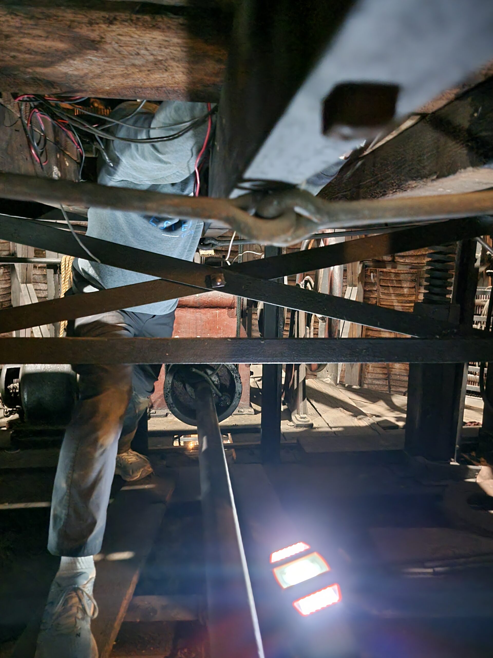 Ed exploring the underbelly of the light